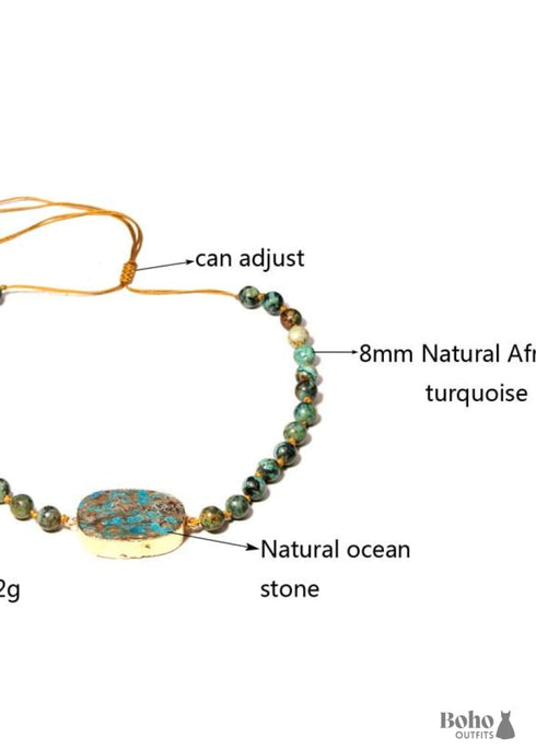 Boho Necklace, Blue Turquoise Breads